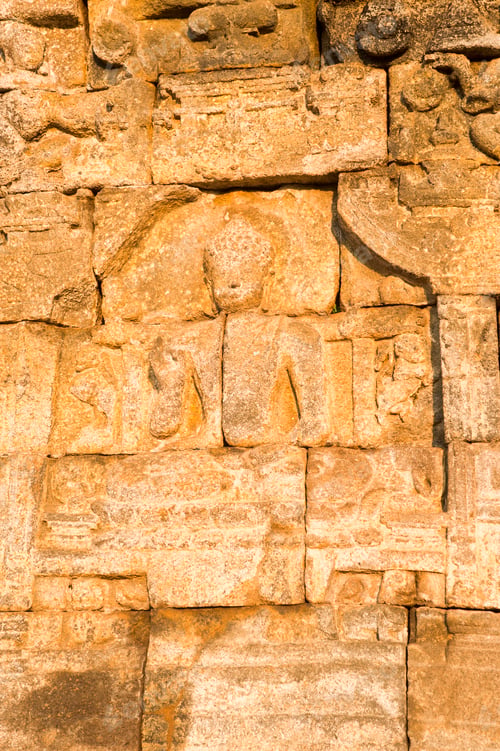 Preview: Close Up Photo of Detail of the Stone Bas Relief Carvings that Line the Walls of Borobudur Temple, Y
