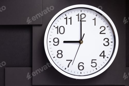 Preview: wall clock at black abstract background