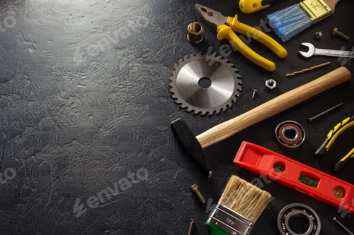 Preview: tools and instruments on black