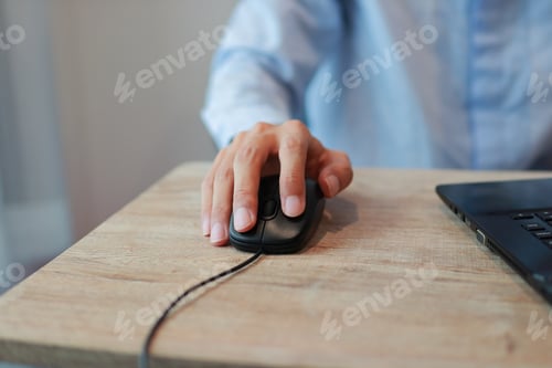 Preview: Close Up of Mouse on Desk with Laptop