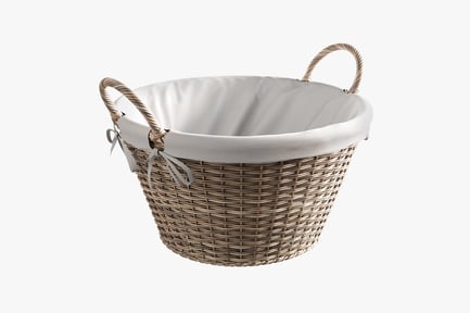 Preview: Wicker Laundry Basket with Fabric Liner