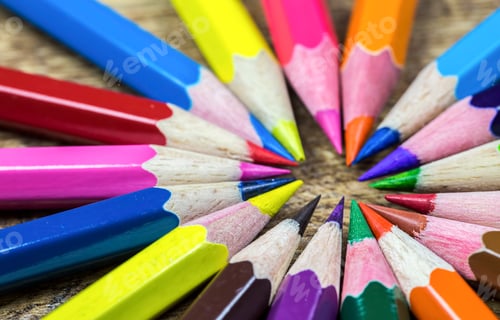 Preview: Colorful pencils isolated on the white background