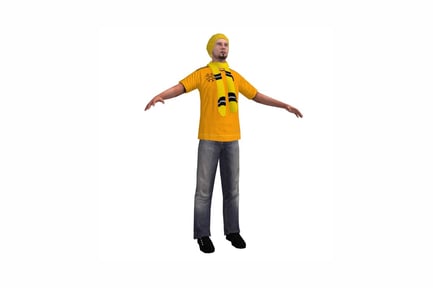 Preview: Man with striped scarf and outstretched arms