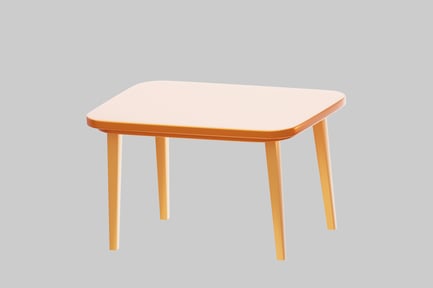 Vista previa: Mesa con bordes redondeados y color melocotón