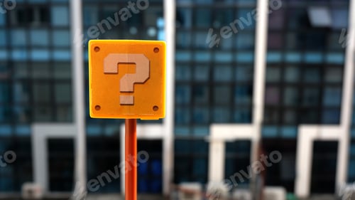 Preview: yellow box with a big black question mark printed on each face.
