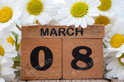 Preview: March 8, wooden calendar, international women's day