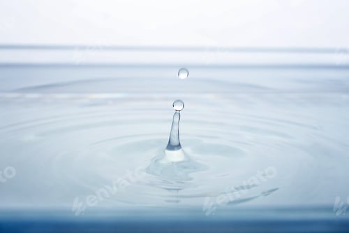 Preview: Splash of water with drops on white background