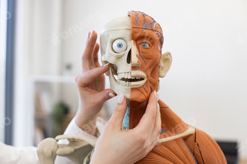 Preview: Hands examining anatomical model in medical classroom setting