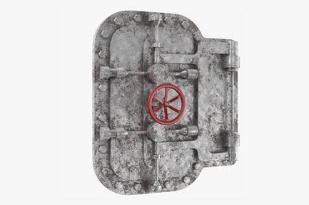 Heavy Rusted Bunker Door with Locking Wheel