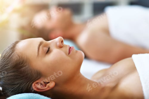 Preview: Adult happy couple relaxing in spa salon