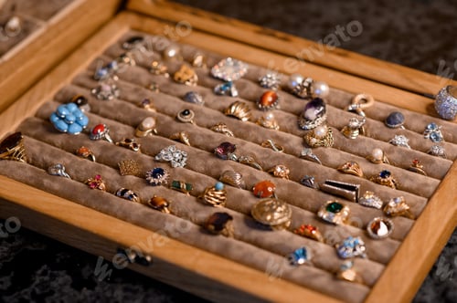 Preview: antique silver rings with precious gemstones and minerals for sale