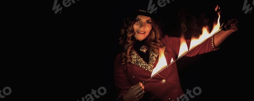 Preview: Woman in theatrical outfit is showing show. Show performance concept