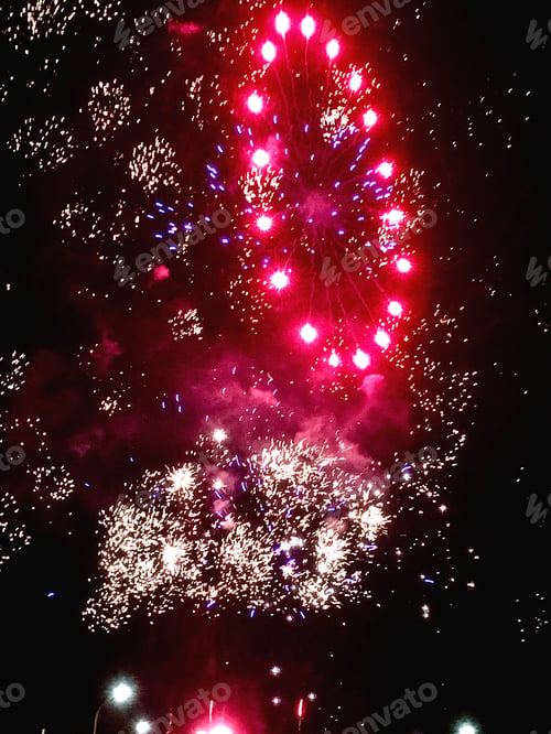 Preview: Bright night fireworks of different colors