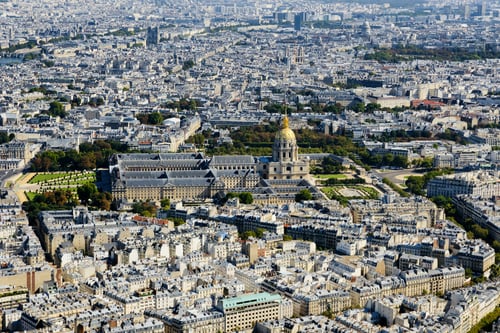 Preview: An aerial view from the top of Effeil tower towards the Trocadero Park.