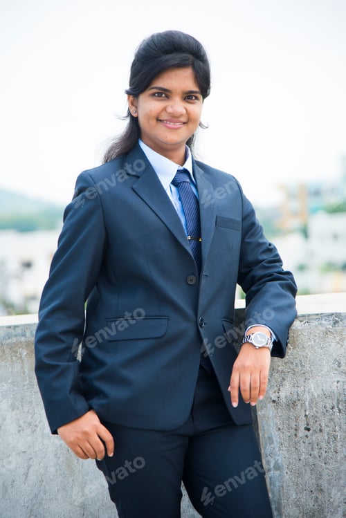 Preview: Cheerful Indian young business woman, attractive Indian businesswoman.