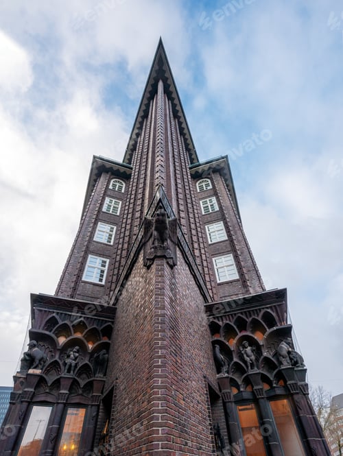 Preview: Chilehaus building bottom-up view - Hamburg, Germany