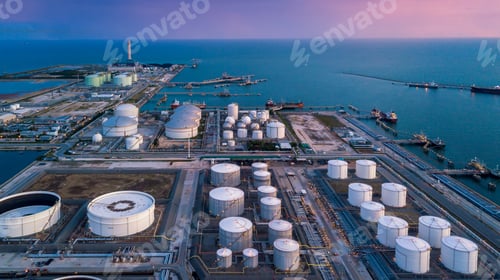 Preview: Oil and gas refinery plant form industry zone, Aerial view oil and gas Industrial.