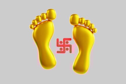 Preview: Lakshmi feet with swastika symbol