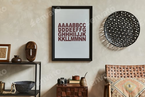 Preview: Creative composition of elegant masculine living room interior