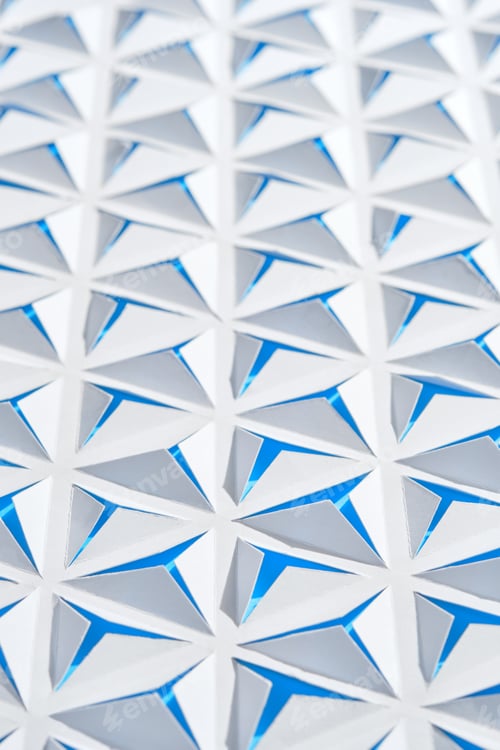 Preview: Abstract geometric background. Triangles cut out in paper. White and blue color.