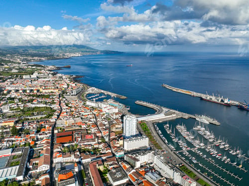 Preview: Ponta Delgada marina and downtown buildings