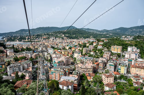 Preview: Aerial view of the Rapallo Montallegro Cable Car in Italy.