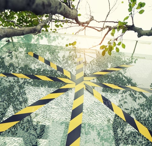 Preview: Yellow Tape Across Broken Glass Window