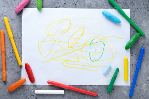 Preview: Painting on paper with brushes and pencils