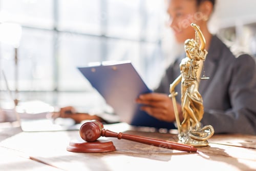 Preview: Attractive and confident African American female lawyer holding pen working