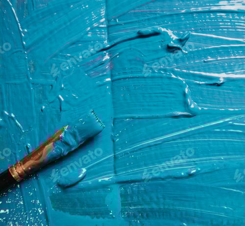 Preview: Brush with Teal Paint on Canvas Texture