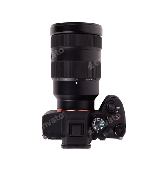 Preview: Front view of modern and brand new mirror less camera