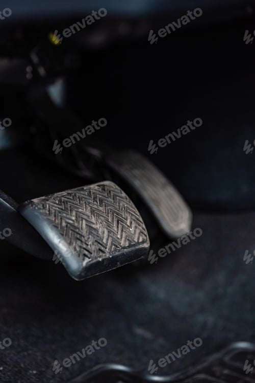 Preview: selective focus of brake pedal in car