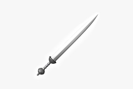 Sword with pointed blade and ornate handle