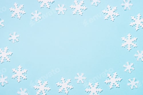 Preview: Christmas flat lay background on blue.