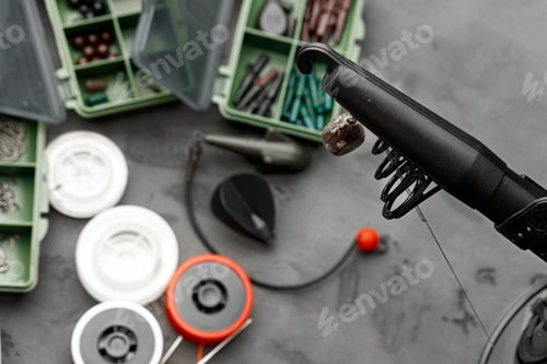 Preview: Plastic compartment case and fishing tackle top view
