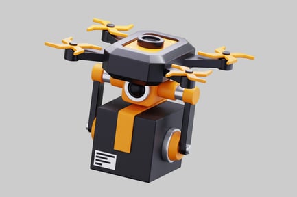 Preview: A 3D Rendering Of A Futuristic Drone With Black Package
