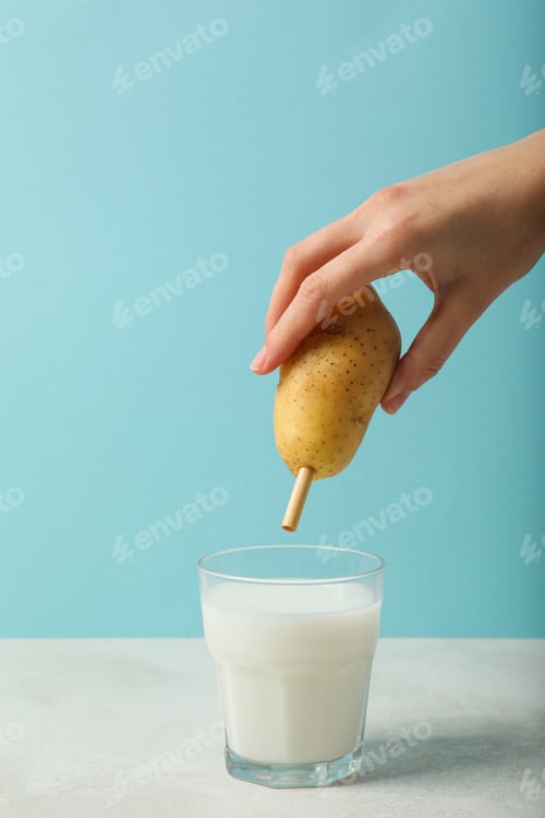 Preview: Potato milk, concept of fresh and healthy drink
