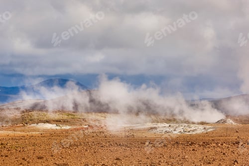 Preview: Active volcanic zone. Geothermical sulfurous vents . Krafla. Iceland