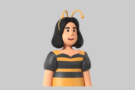 Preview: Cartoon bee woman character