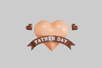 Preview: Peach heart with ribbon and flanking hearts