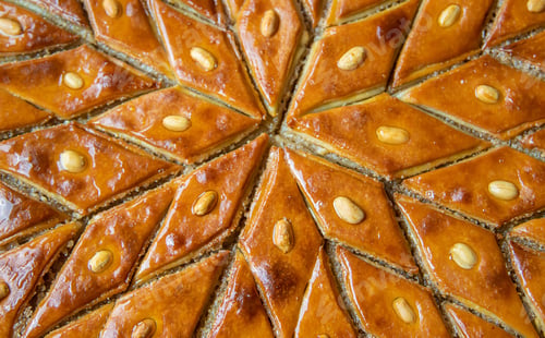 Preview: Oriental sweet baklava with nuts. Selective focus.
