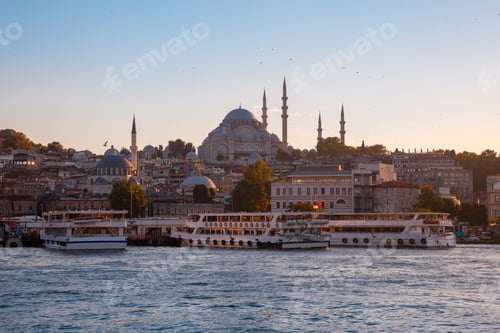 Preview: Beautiful view of Istanbul skyline at sunset, Turkey