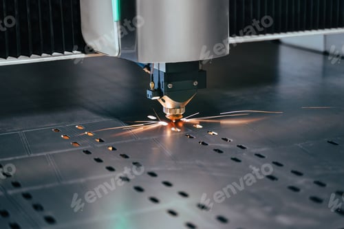 Preview: laser cutting mashine CNC with flying sparks