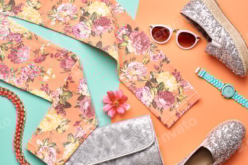 Preview: Stylish Lay Flat with Floral Pants and Accessories