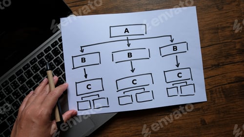 Preview: diagram, flowchart, concept project, business on laptop background