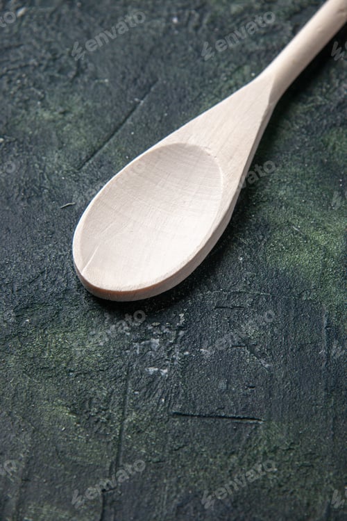 Preview: front view white plastic spoon on dark desk plastic fork cutlery wood color darkness knife kitchen