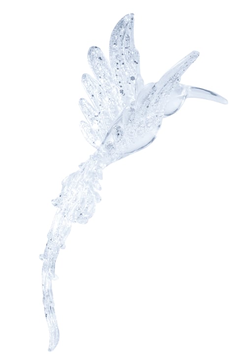 Preview: Christmas decoration ice bird transparent ornament frosted isolated on white background