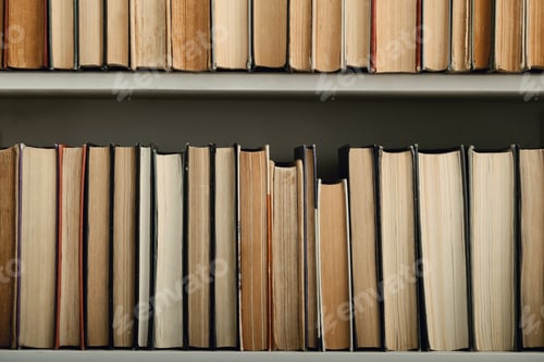 Preview: Shelves of Old Hardcover Books in Order