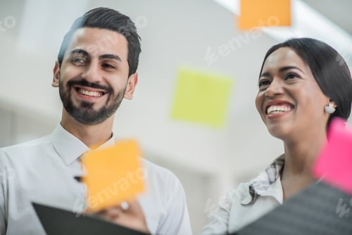 Preview: business people use post it for idea analysis and planning marketing,goal to success
