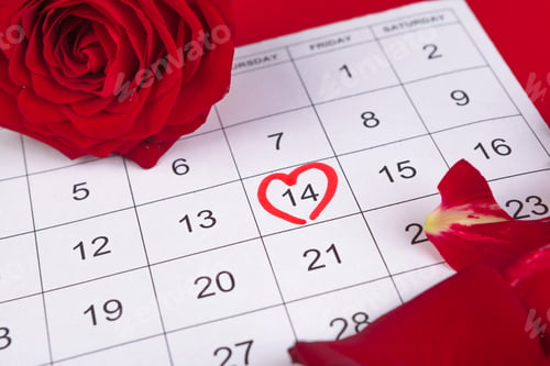 Preview: February 14 on calendar and decorations for Valentine's Day